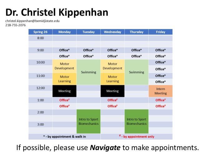 Dr Kippenhan office hour schedule